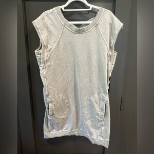 easel sleeveless tan sweatshirt dress with crisscross back